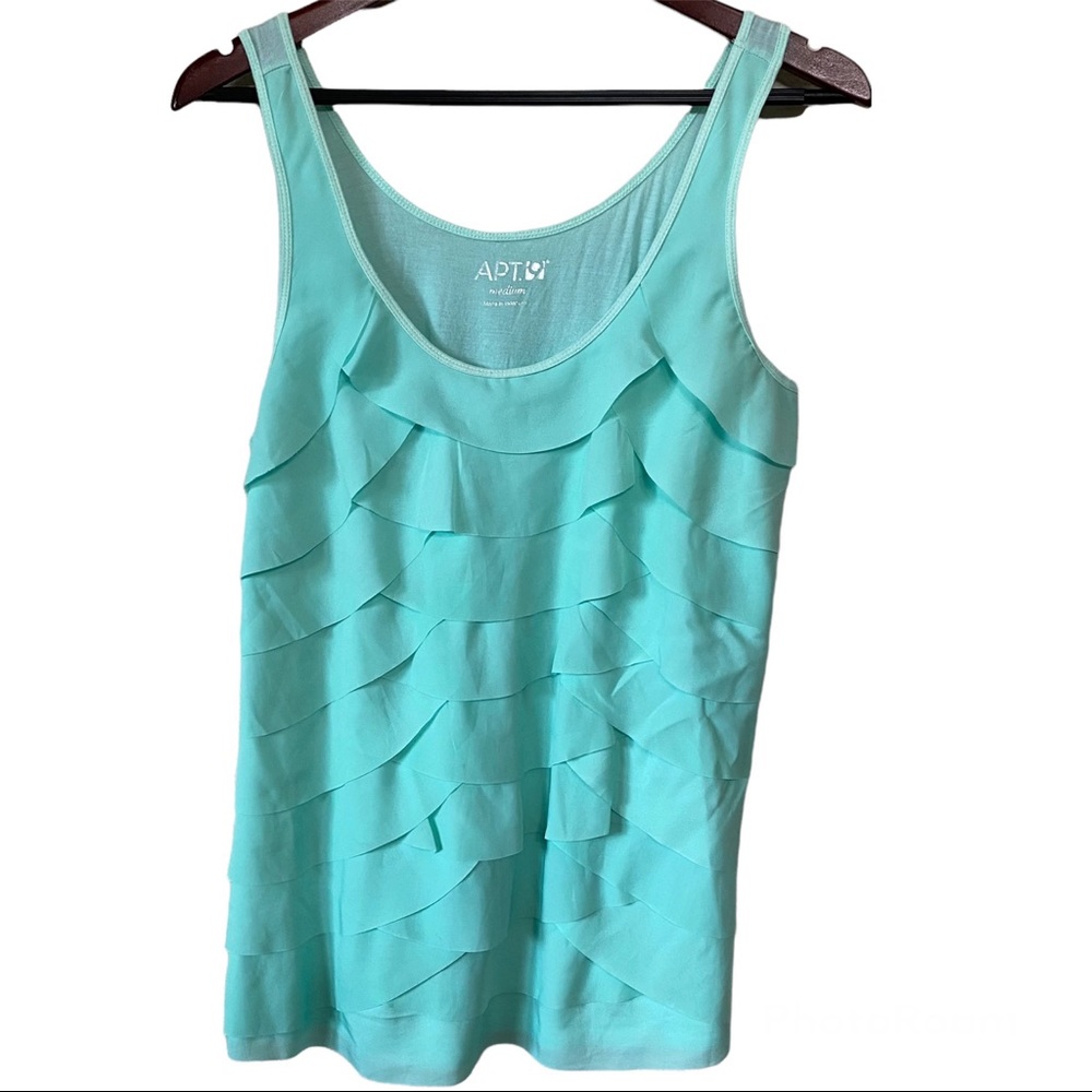 4/$24 Apt. 9 Mint/Aqua Ruffle Sleeveless Tank Top Size Medium